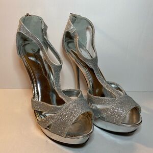 Brickelle's Silver Sparkly Heels Size 8